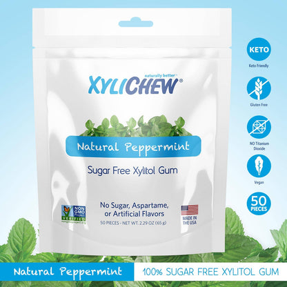 Xylichew Peppermint Gum Bags- 50 ct.
