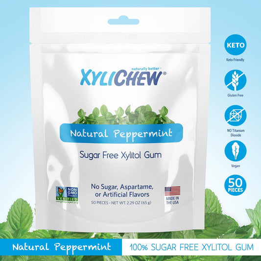 Xylichew Peppermint Gum Bags- 50 ct.