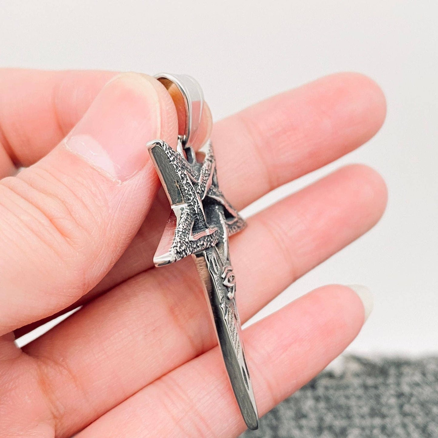 Stainless Steel Eye of Horus Pentagram Pendant