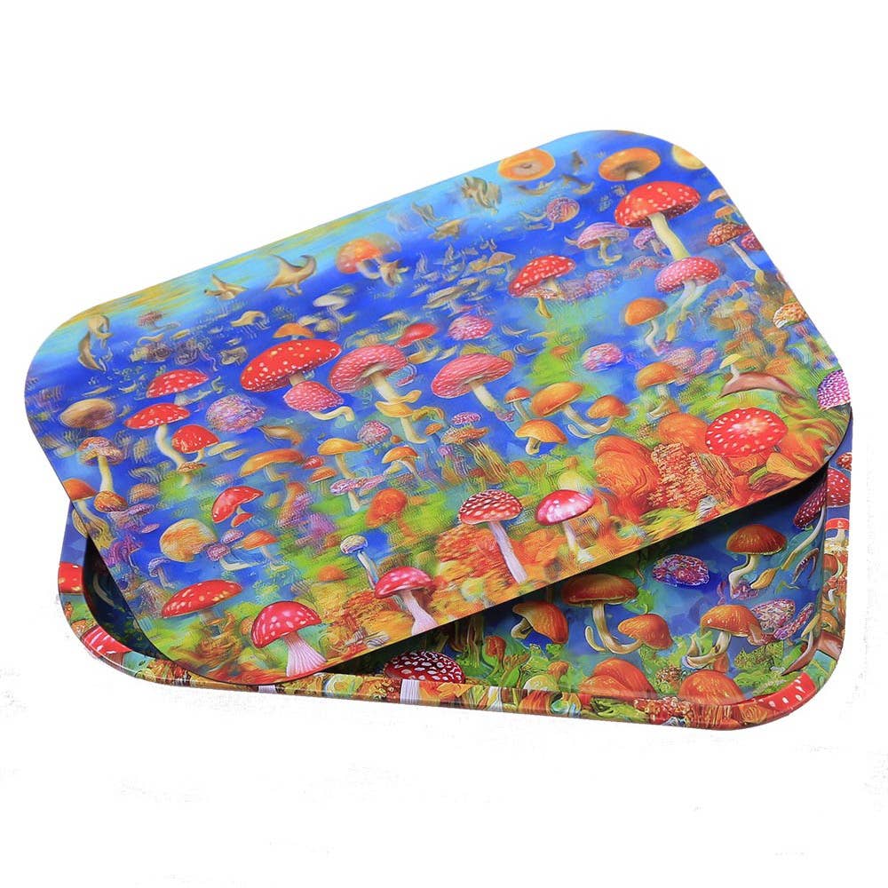 Metal Tray with 3D Magnetic Lid Cover - Mushroom Beach