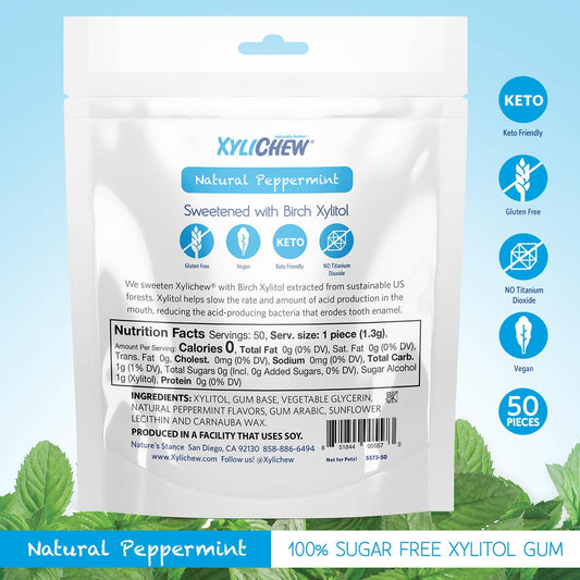 Xylichew Peppermint Gum Bags- 50 ct.