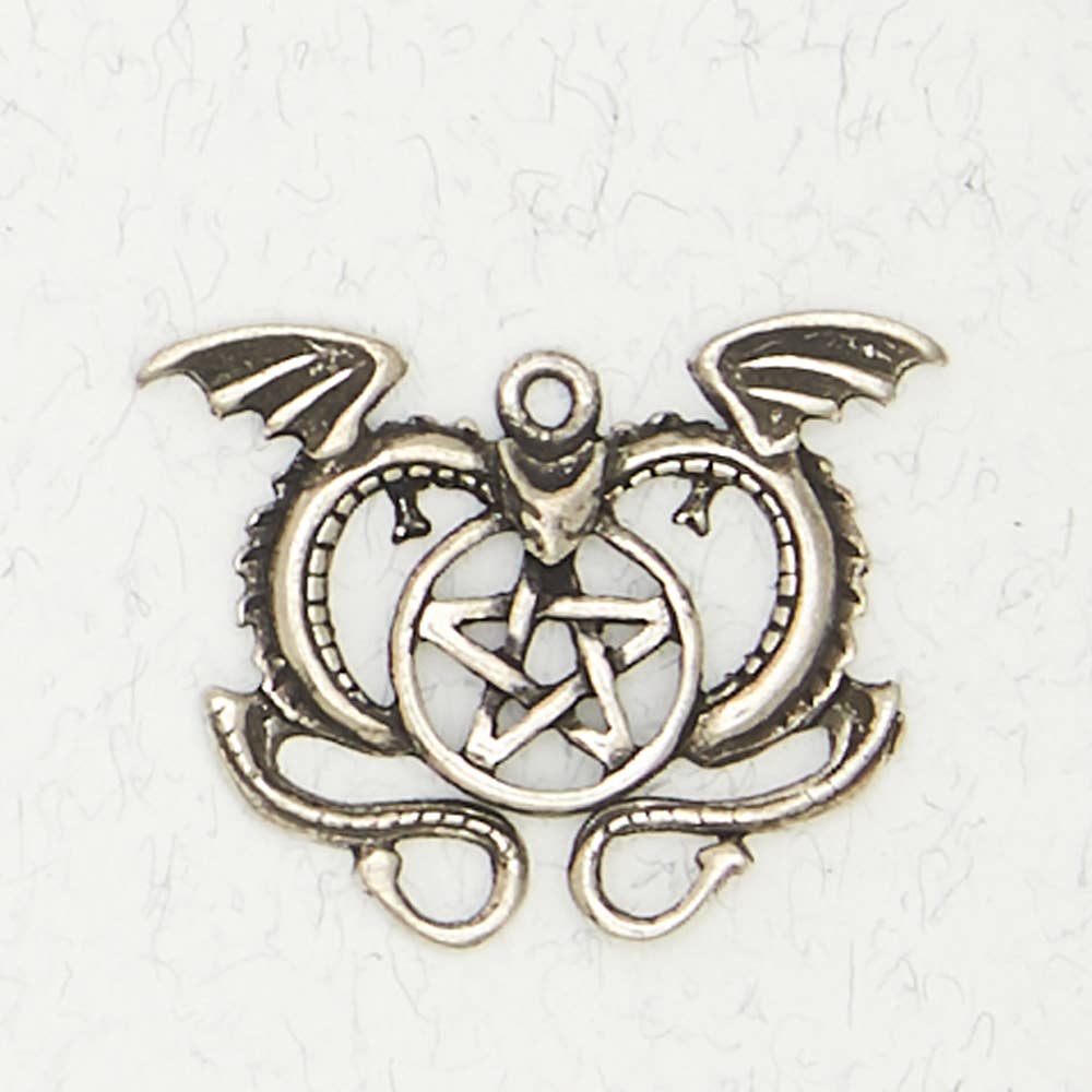 Wicca Pewter Pendant Necklace - Pentacle of the Dragon