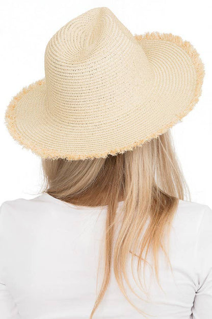 Toyo Straw Standard Frayed Brim Fedora Rancher Hat