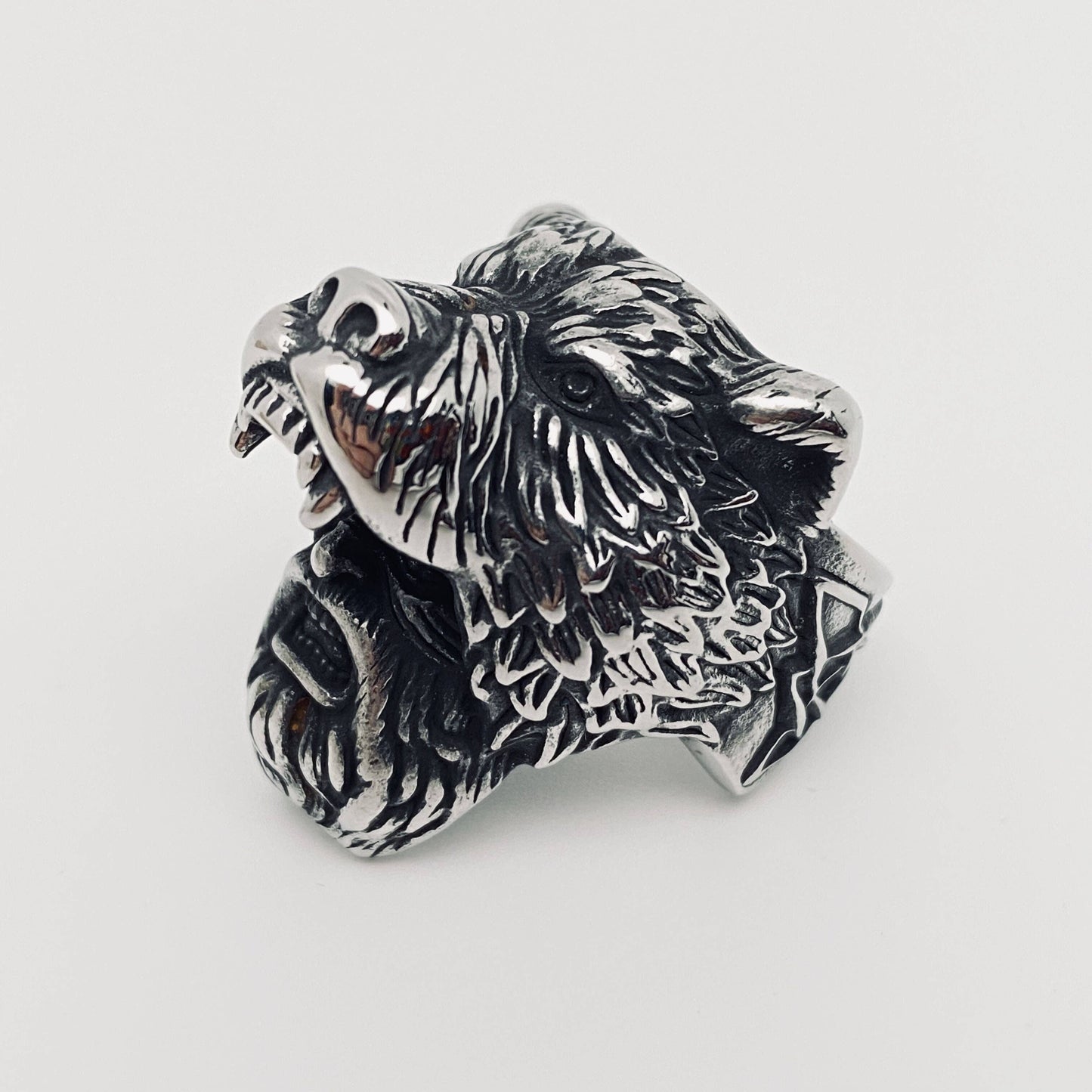 Stainless Steel Viking Bear Man Ring - MJ/MR