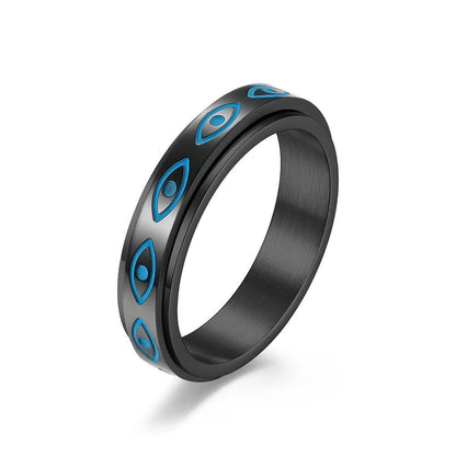 Eye of Horus Stainless Steel Spinner Ring