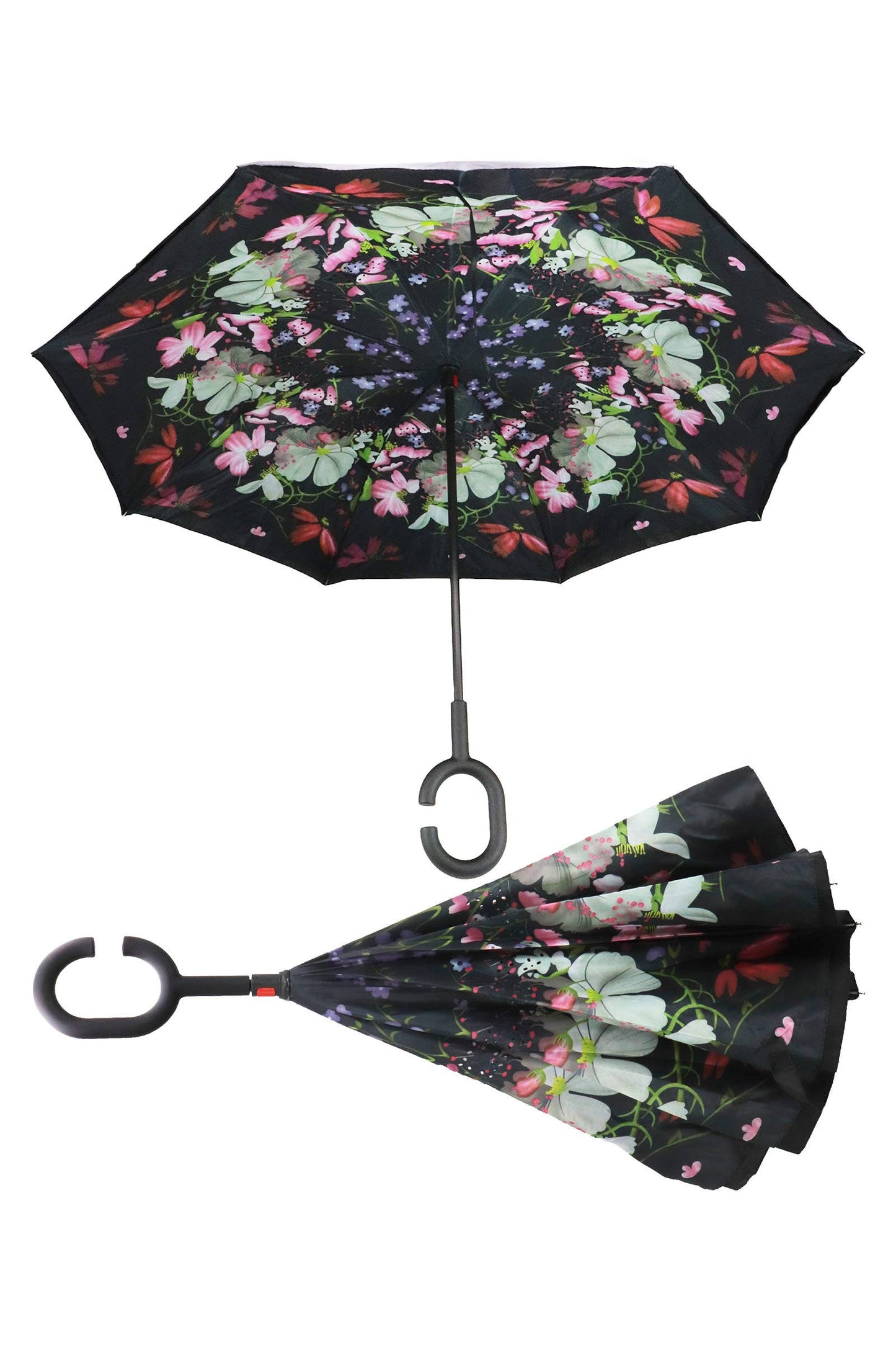 Reverse Manual Inside-out Open-fold Double Canopy Umbrella