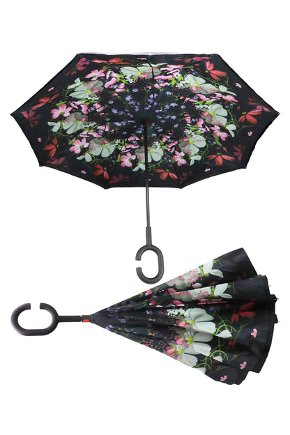 Reverse Manual Inside-out Open-fold Double Canopy Umbrella