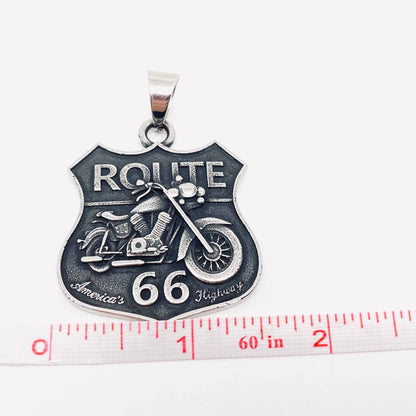 Motorcycle ROUTE 66 Stainless Steel Pendant