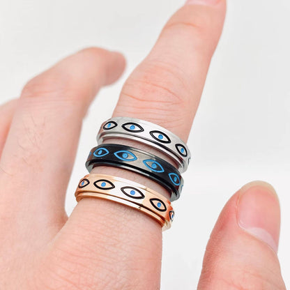 Eye of Horus Stainless Steel Spinner Ring