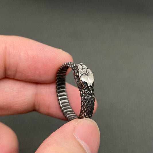 Ouroboros Unisex Stainless Steel Snake Ring - MJ/MR