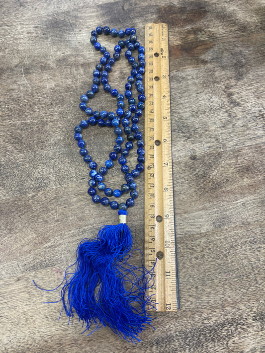 Lapis Lazuli Mala Necklace with Tassel