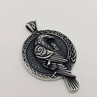 Stainless Steel Viking Celtic Knot Crow Pendant