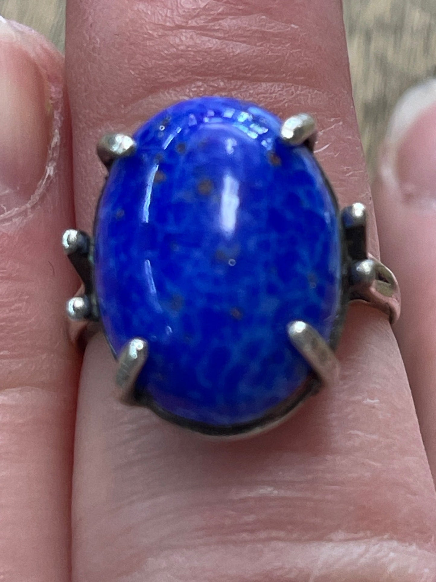 Vintage Sterling Silver Ring with Glass Cabochon