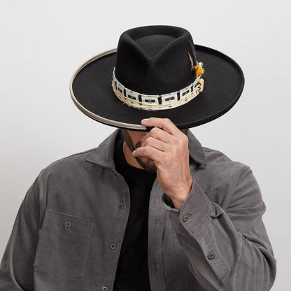 Wool Felt Teardrop Curled Brim Hat- Style Lounge