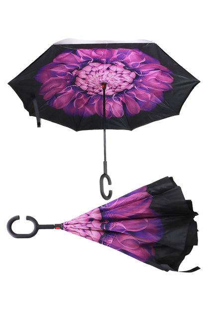 Reverse Manual Inside-out Open-fold Double Canopy Umbrella