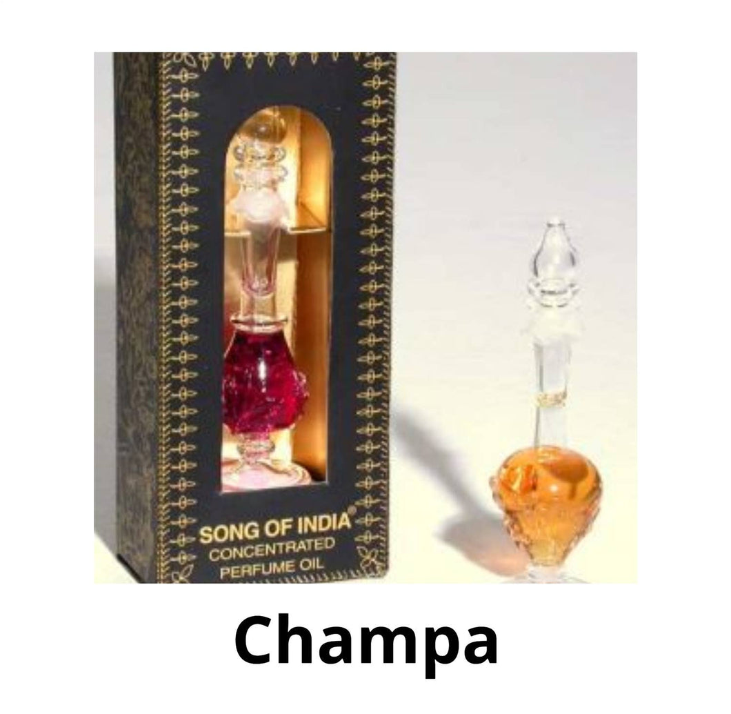 Nag Champa Perfume Oil - Fancy Handblown Glass Bottle