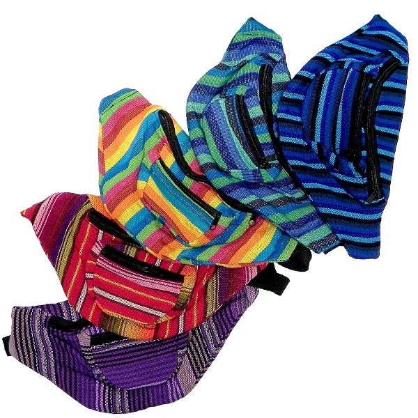 Woven Striped Guatemalan 3 Zipper Fanny Pack
