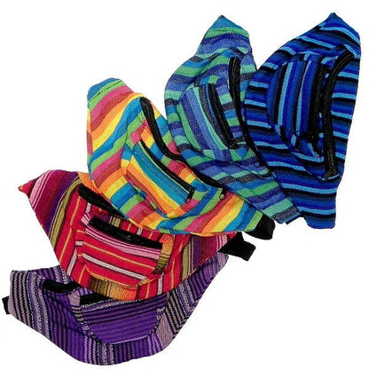 Woven Striped Guatemalan 3 Zipper Fanny Pack