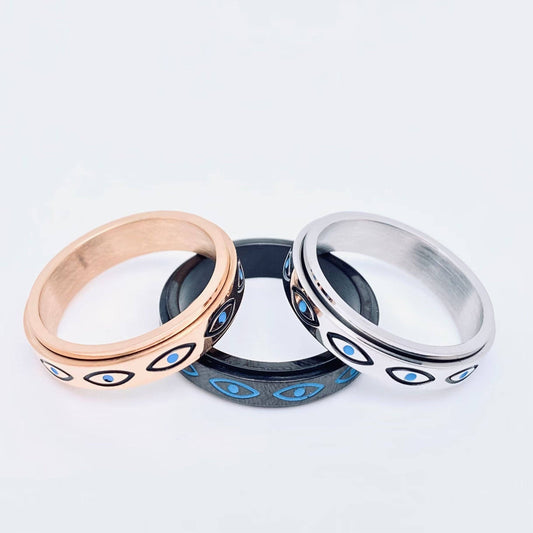 Eye of Horus Stainless Steel Spinner Ring