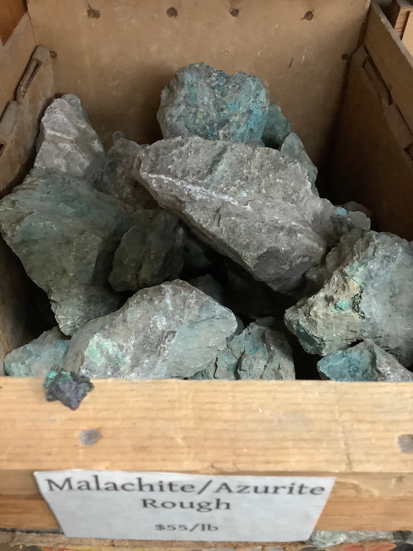 Azurite malachite rough from crate Per Pound