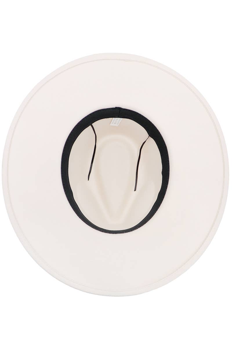 Faux Suede Leather Band Faux Wool Rancher Hat