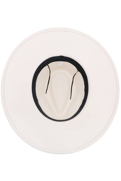 Faux Suede Leather Band Faux Wool Rancher Hat