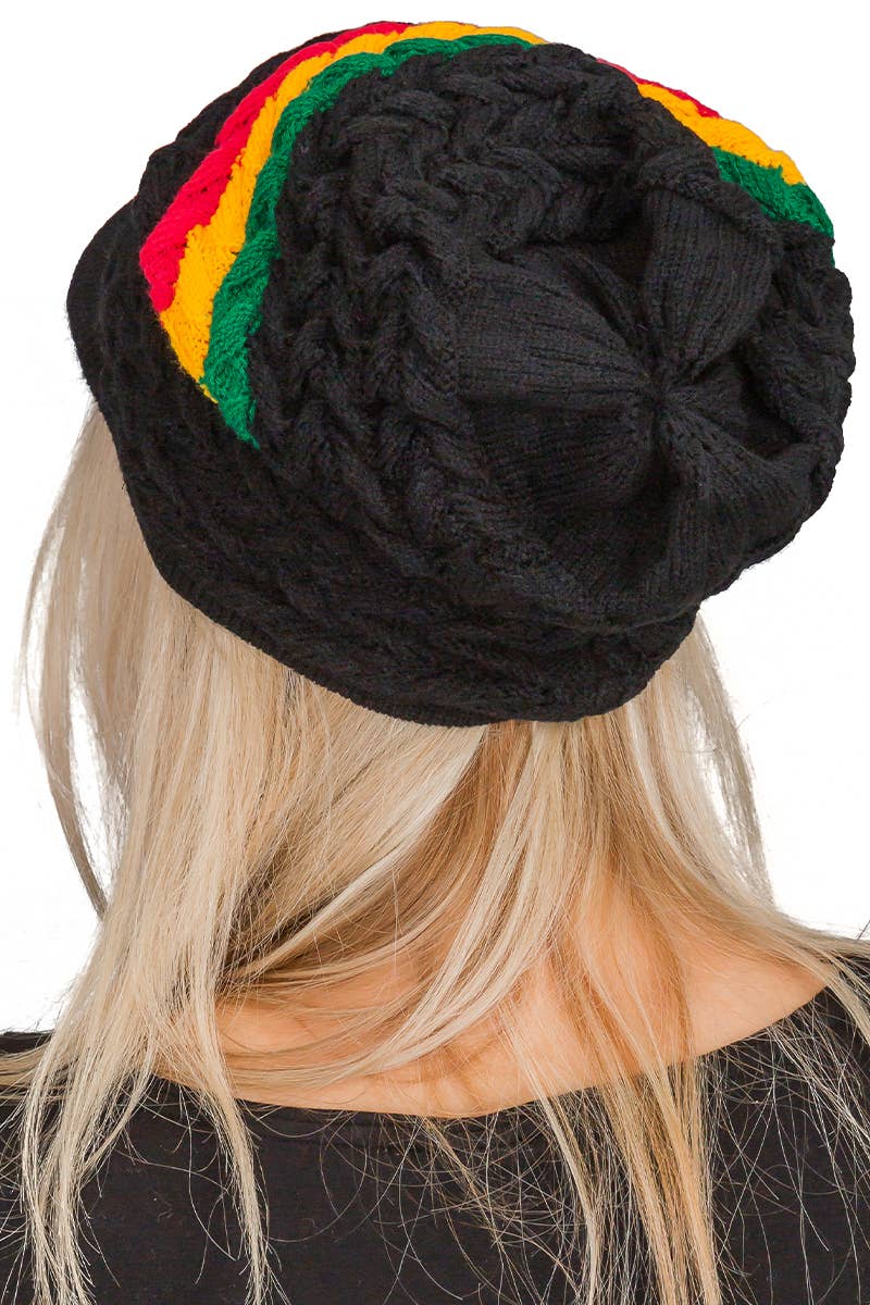 Tri-Stripe Chevron Dreadlock Rasta Tam with Visor