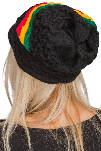 Tri-Stripe Chevron Dreadlock Rasta Tam with Visor