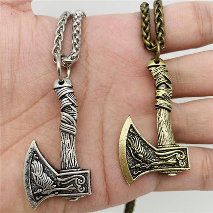 Men's Raven Double Sided Axe Pendant Necklace