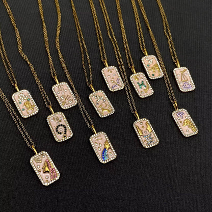 Zodiac 12 Constellations 18K Golden S.Steel Necklace - FGS