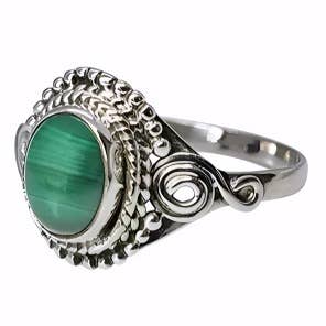 Malachite Stone Sterling Silver Ring