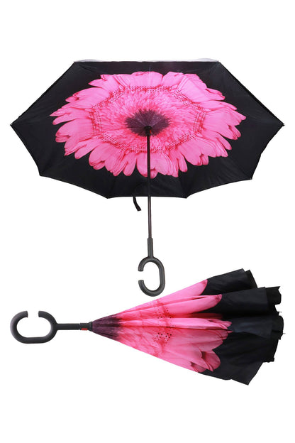 Reverse Manual Inside-out Open-fold Double Canopy Umbrella