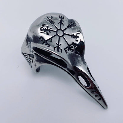Viking Stainless Steel Men's Crow Head Ring - MJ/MR