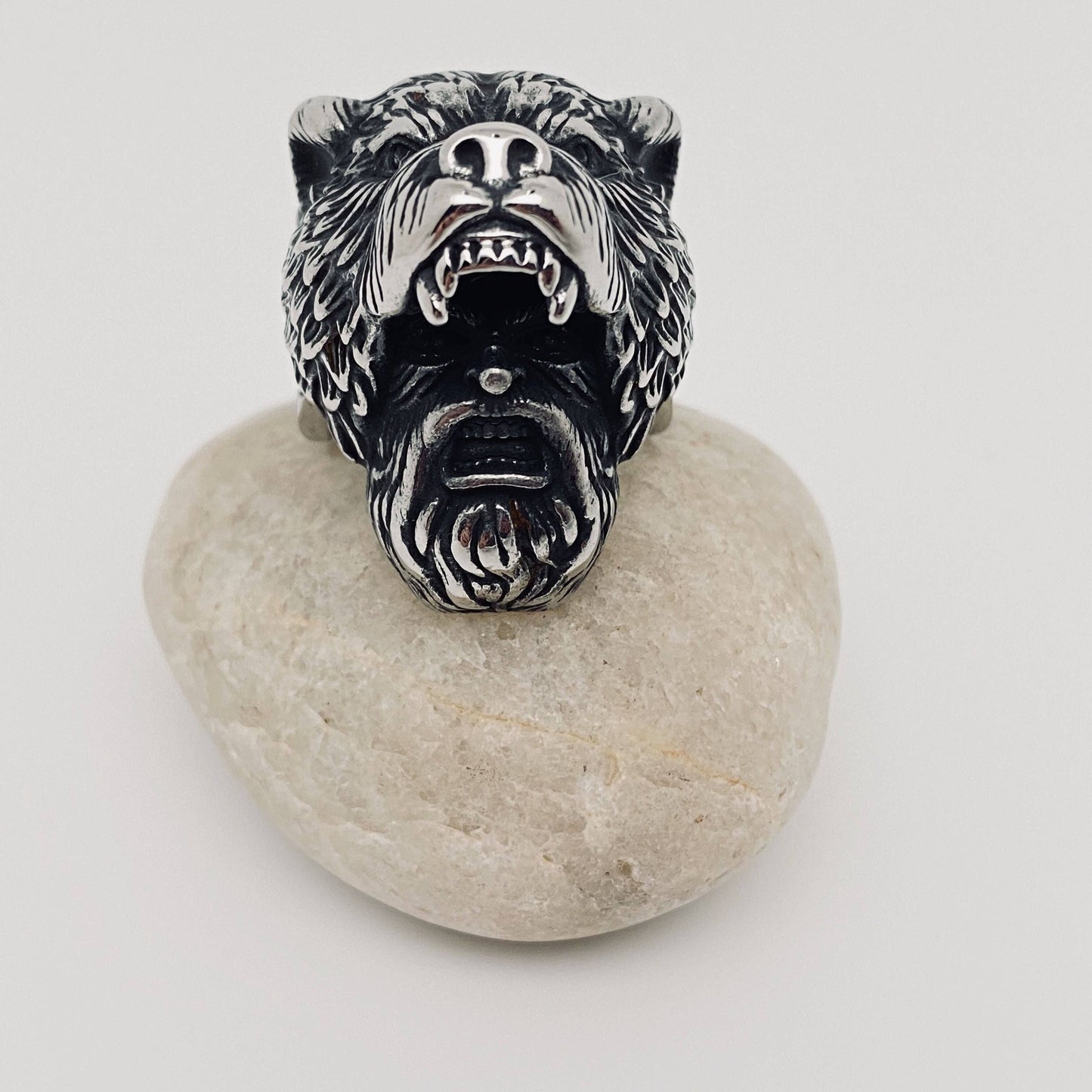 Stainless Steel Viking Bear Man Ring - MJ/MR