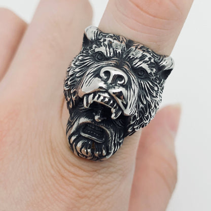 Stainless Steel Viking Bear Man Ring - MJ/MR
