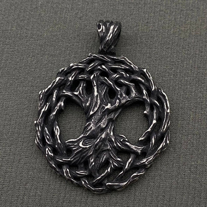 Blackening Hollow Tree of Life Stainless Steel Pendant