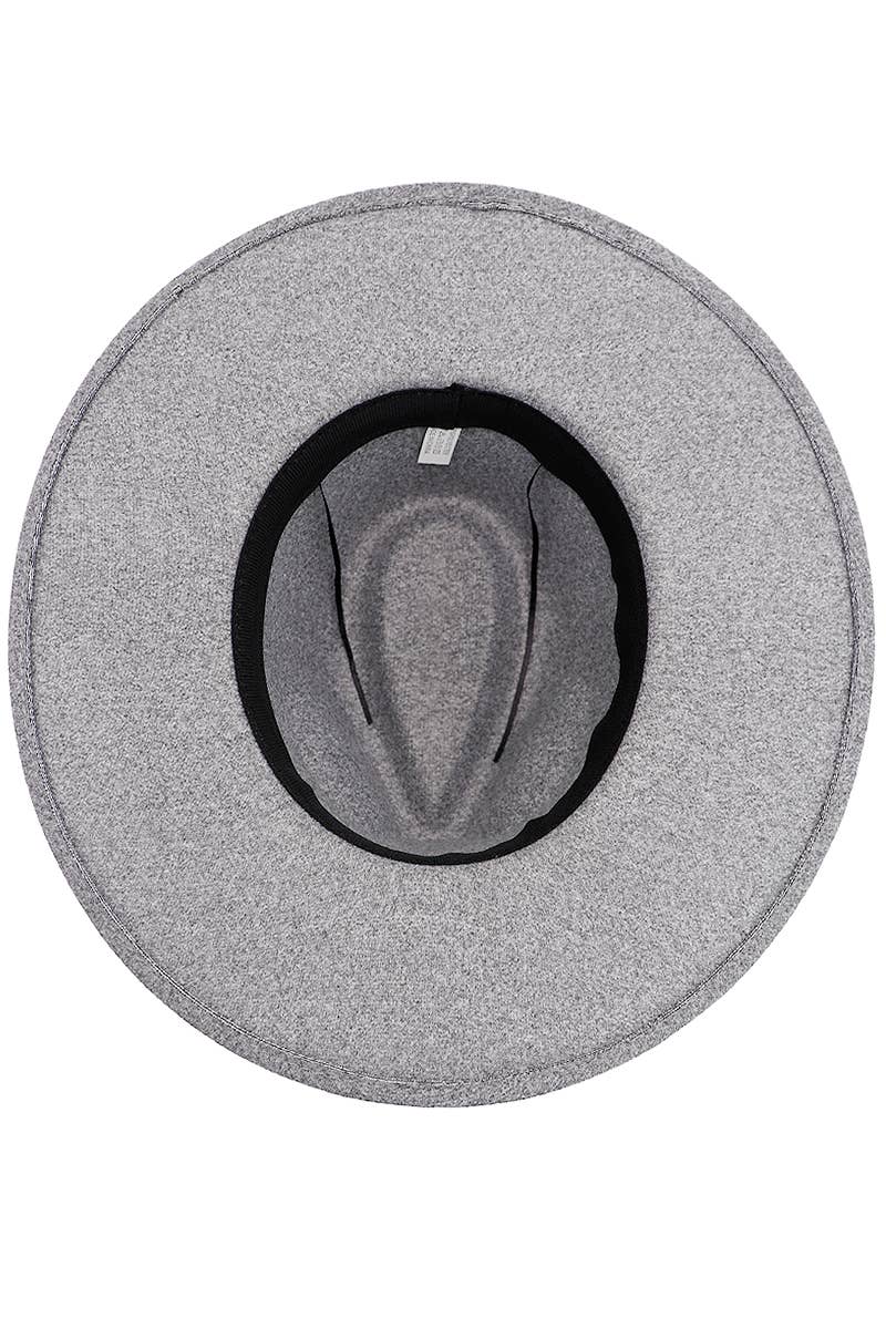 Faux Suede Leather Band Faux Wool Rancher Hat