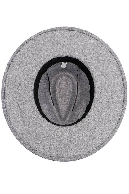 Faux Suede Leather Band Faux Wool Rancher Hat