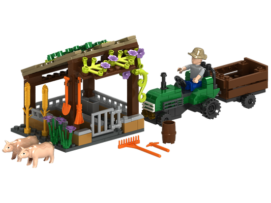 Pig Farm and Tractor Building Brick Kit (202 pcs)