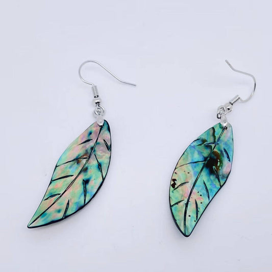 Leaf Shape Abalone Shell Dangle Earrings