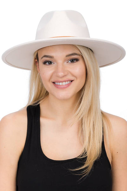 Faux Suede Leather Band Faux Wool Rancher Hat
