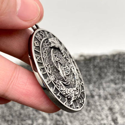 Viking Double Dragon Odin Horn Rune Charm - MJ/MNP