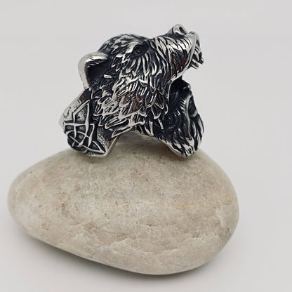 Stainless Steel Viking Bear Man Ring - MJ/MR