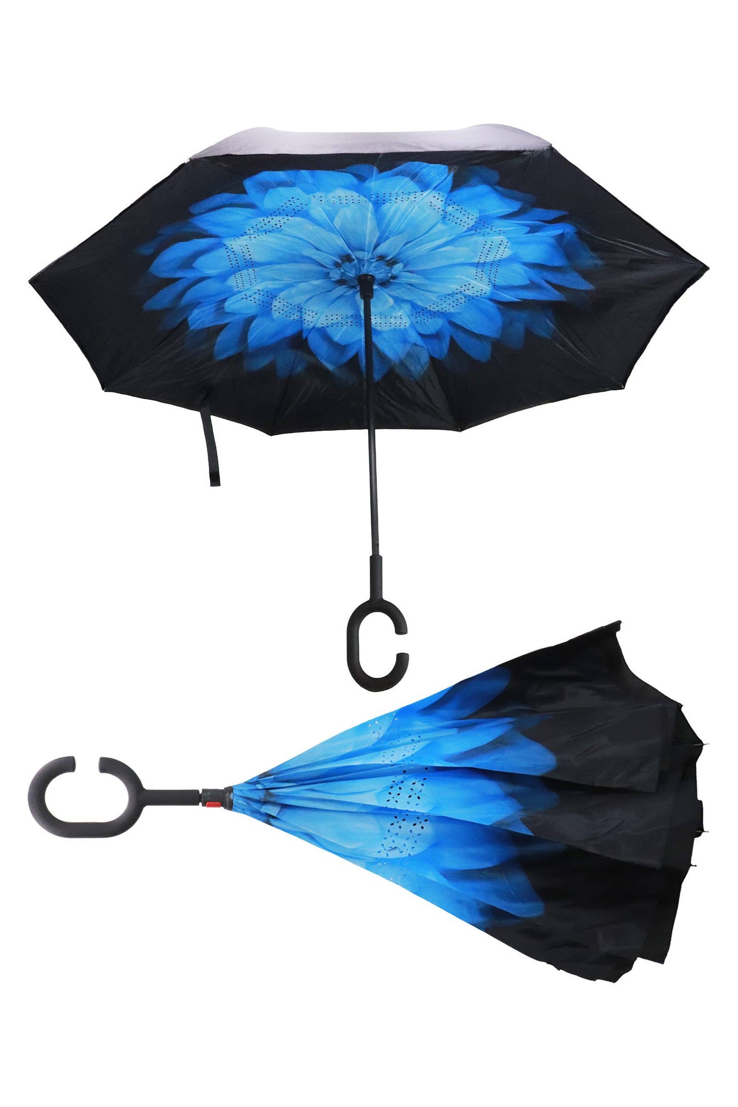 Reverse Manual Inside-out Open-fold Double Canopy Umbrella