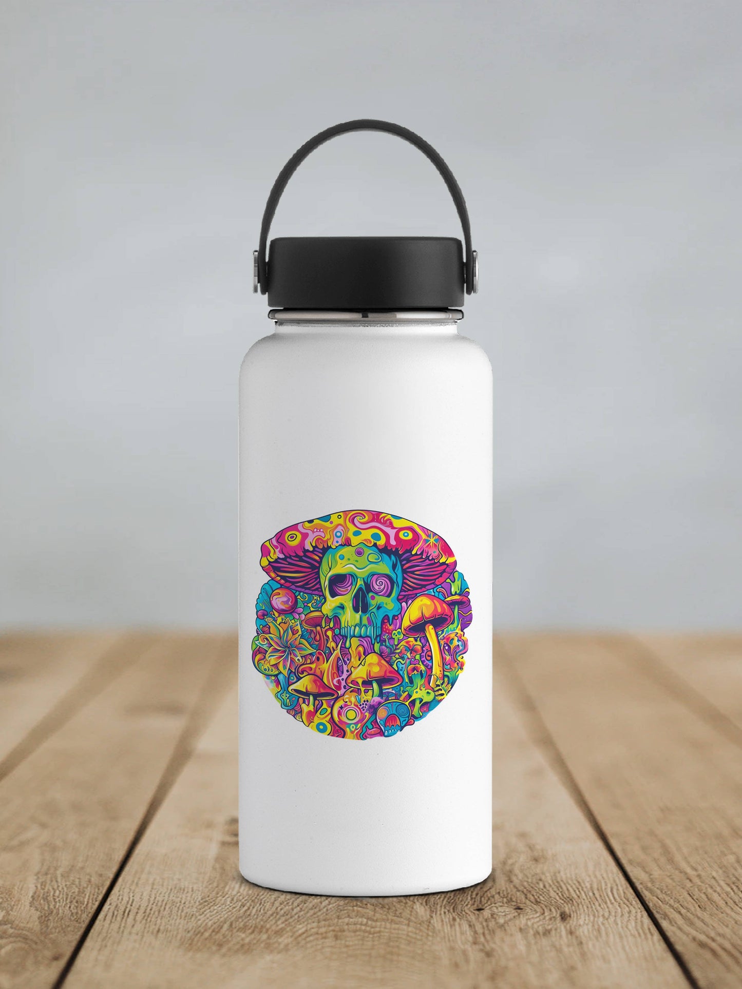 Bright Colorful Trippy Mushroom Skull Sticker