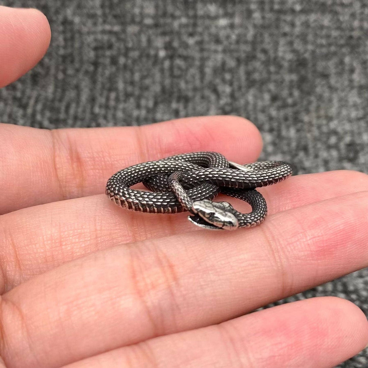 Stainless Steel Ouroboros Blackening Snake Pendant