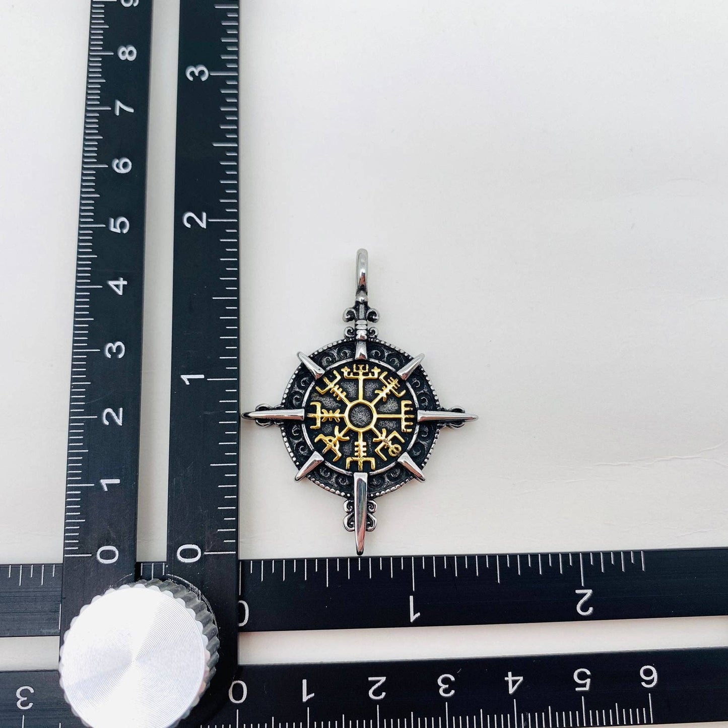 Stainless Steel Double Side Viking Compass Pendant