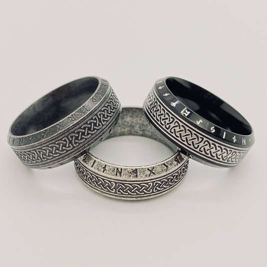 Stainless Steel Vintage Celtic knot Viking Rune Ring - MJ/MR