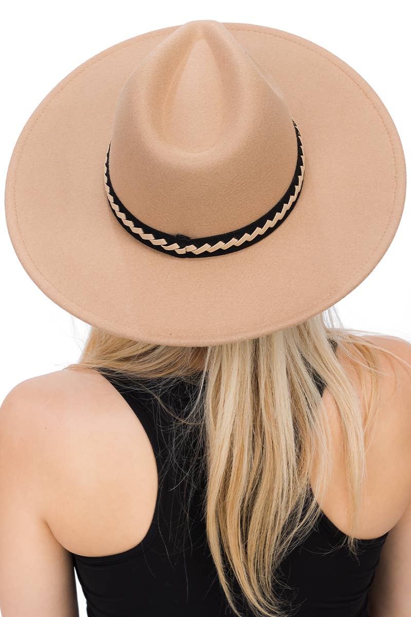 Faux Suede Leather Band Faux Wool Rancher Hat