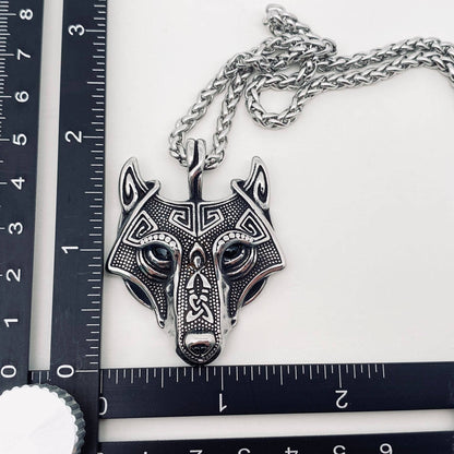 Viking Celtic Wolf Head Amulet Pendant Necklace - MJ/MNP